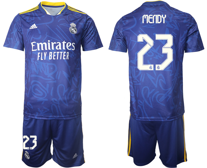 Men 2021-2022 Club Real Madrid away blue #23 Soccer Jersey->real madrid jersey->Soccer Club Jersey
